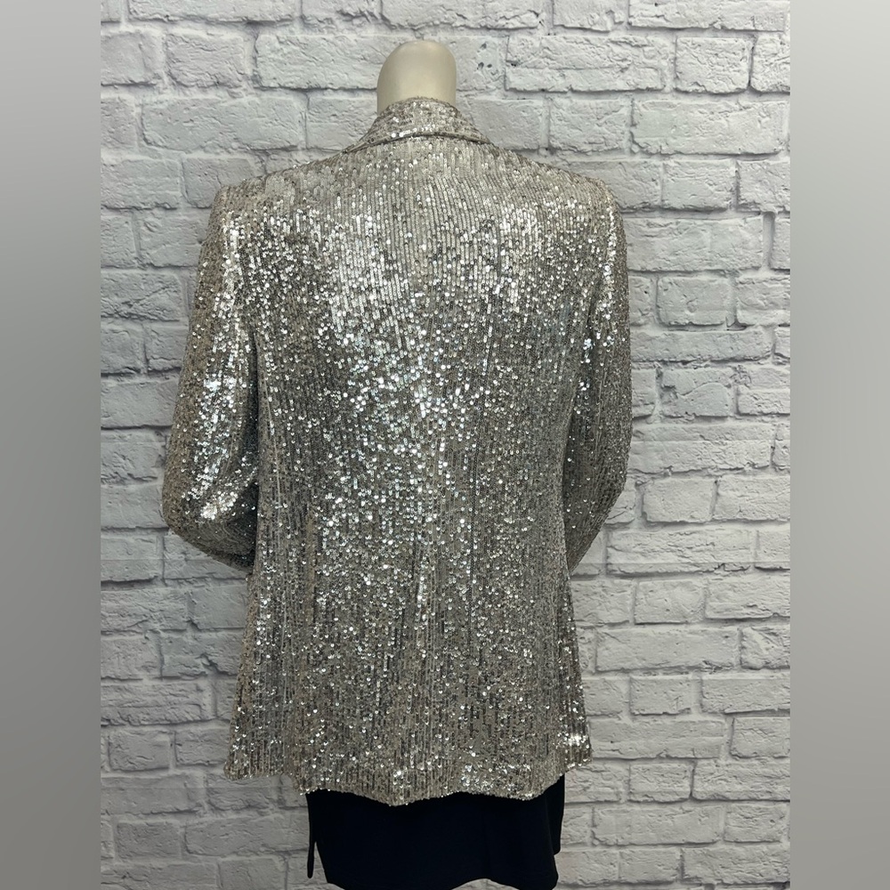 **HP** EXPRESS BEIGE SEQUINED BLAZER JACKET, SIZE S - Picture 4 of 5